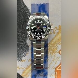 Luxury GMT Style Automatic Stainless Steel Watch All Black Colorway 41mm